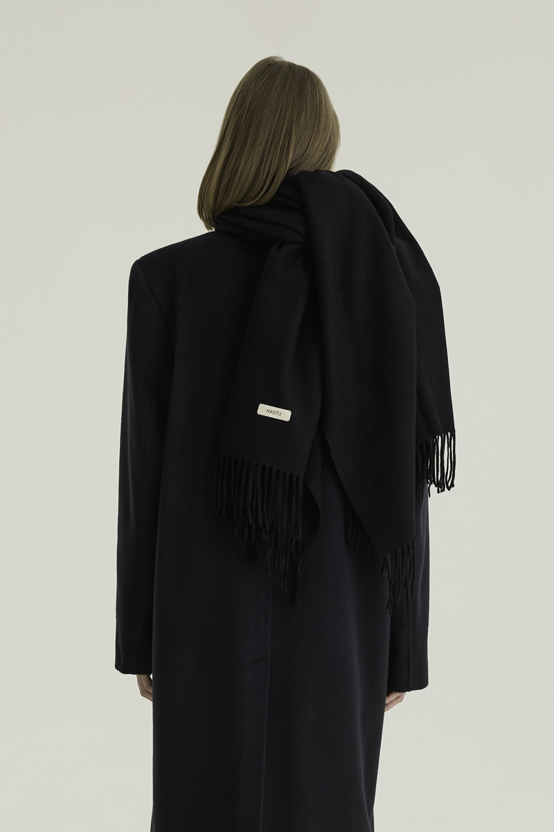 Fringed Cashmere ScarfBLACK ONE SIZE